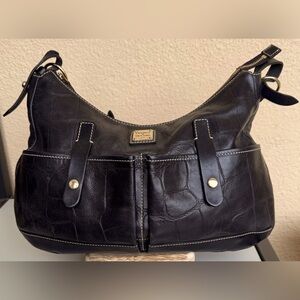 REHAB BAG DOONEY AND BOURKE CROC-EMBOSSED SHOULDER BAG